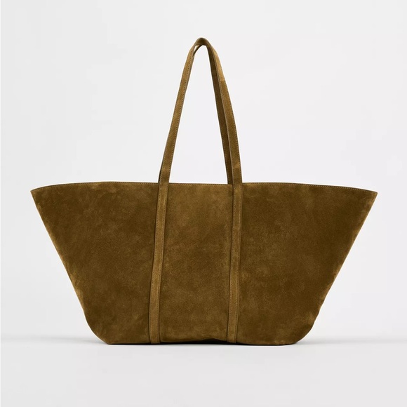 NWT Elegant Tan Suede Tote Bag - Picture 1 of 6